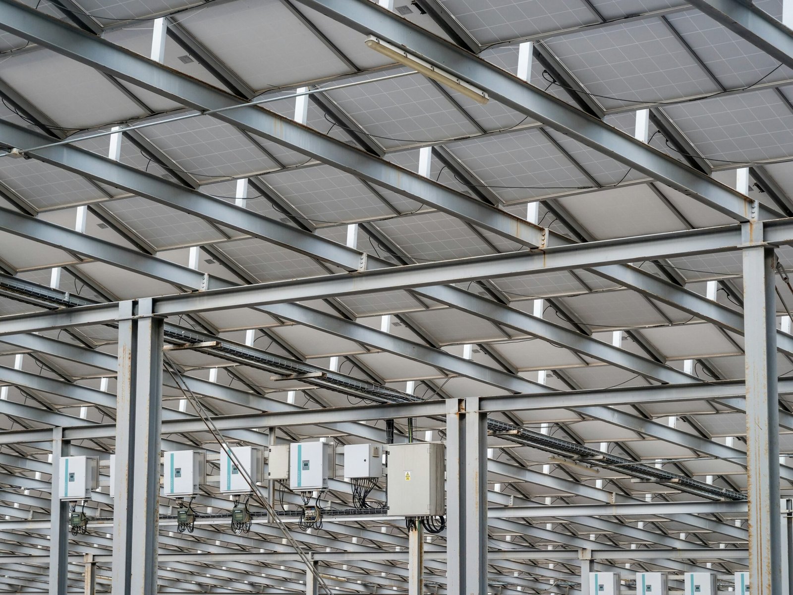 a large metal structure with lots of windows